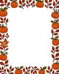 Orange Pumpkin Autumn Leaf Border Rug