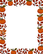 Orange Pumpkin Autumn Leaf Border Rug