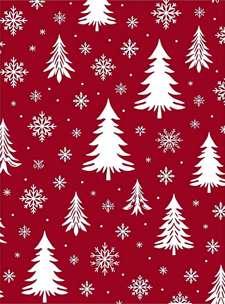 Classic Red Snowfall Tree Rug