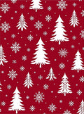 Classic Red Snowfall Tree Rug