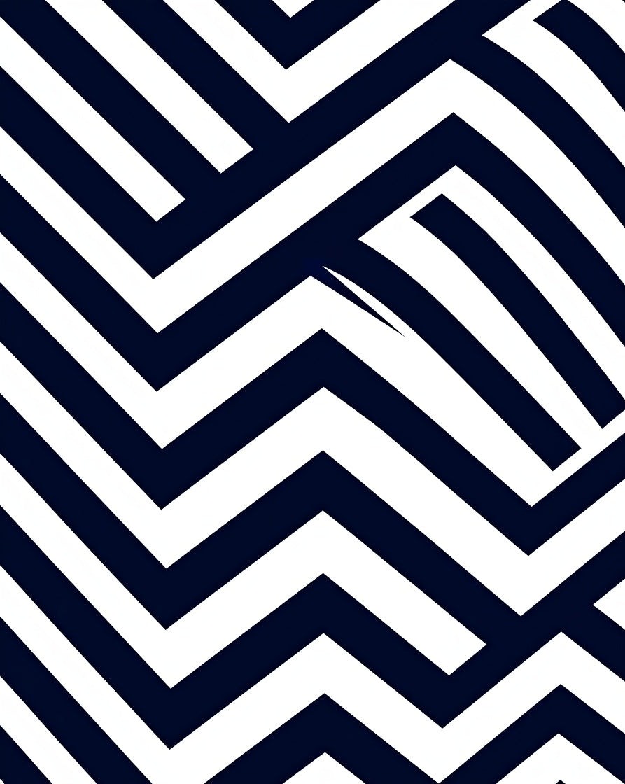 Navy White Interlocking Chevron Rug