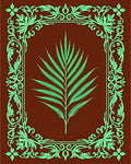 Lush Green Fern Art Nouveau Border Rug