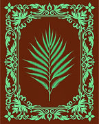 Lush Green Fern Art Nouveau Border Rug