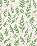 Green Leaf Branches with Pink Accents Rug