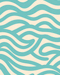 Aqua Cream Flowing Wave Abstract Rug