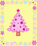 Pink Christmas Tree Snowflake Border Rug