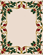 Crimson Holly Leaf Golden Border Rug