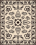 Classic Dark Beige Floral Border Rug