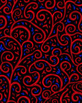 Red Blue Swirl Vine Black Rug