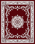 Deep Red Floral Medallion Border Rug