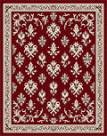 Crimson Ivory Floral Damask Rug