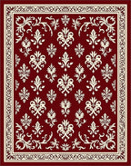 Crimson Ivory Floral Damask Rug