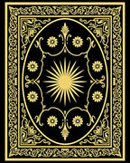 Gold Sun Floral Oval Frame Rug