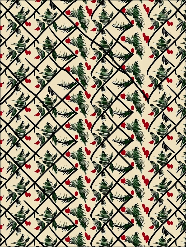 Black Lattice Emerald Pine Berry Accents Rug