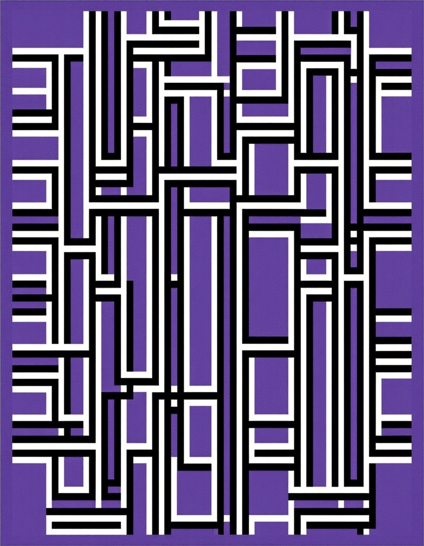 Bold Purple Geometric Maze Rug