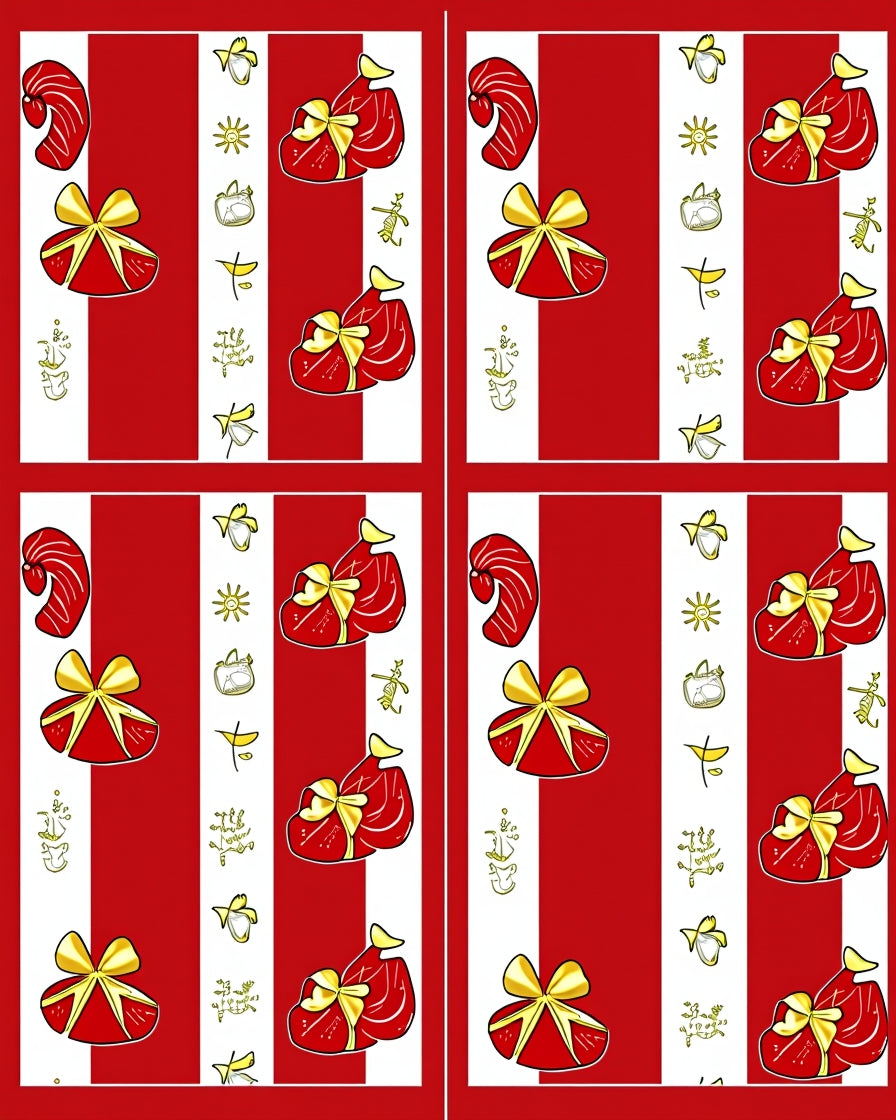Red White Gold Gift Stripe Rug