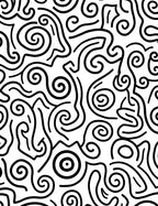 Black White Whimsical Swirl Abstract Rug
