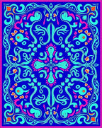 Vibrant Teal Pink Royal Mandala Rug