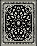 Cream and Black Floral Medallion Border Rug