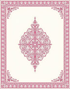 Ornate Magenta Filigree Medallion Frame Rug