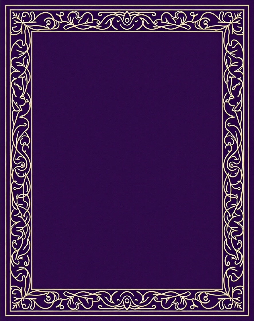 Deep Purple Floral Vine Border Rug