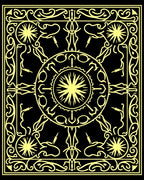 Golden Celestial Sunburst Mandala Rug