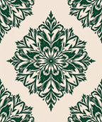 Forest Green Floral Medallion Rug