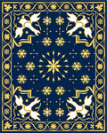 Midnight Gold Celestial Floral Mandala Rug