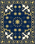 Midnight Gold Celestial Floral Mandala Rug