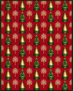 Golden Bells Red Christmas Textile Rug