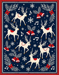 Festive Reindeer Snowflakes Bells Garland Rug