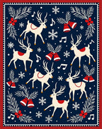 Festive Reindeer Snowflakes Bells Garland Rug