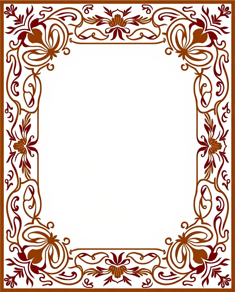 Ornate Crimson Floral Border Rug
