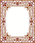 Ornate Crimson Floral Border Rug