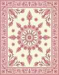 Traditional Pink Floral Medallion Cream Rug