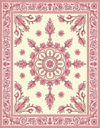 Traditional Pink Floral Medallion Cream Rug