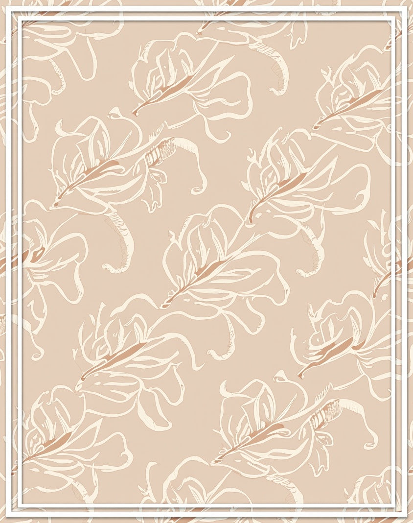 Sandy Beige Floral Outline Rug