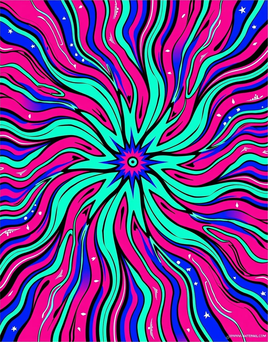 Vibrant Psychedelic Burst Abstract Rug