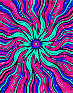 Vibrant Psychedelic Burst Abstract Rug
