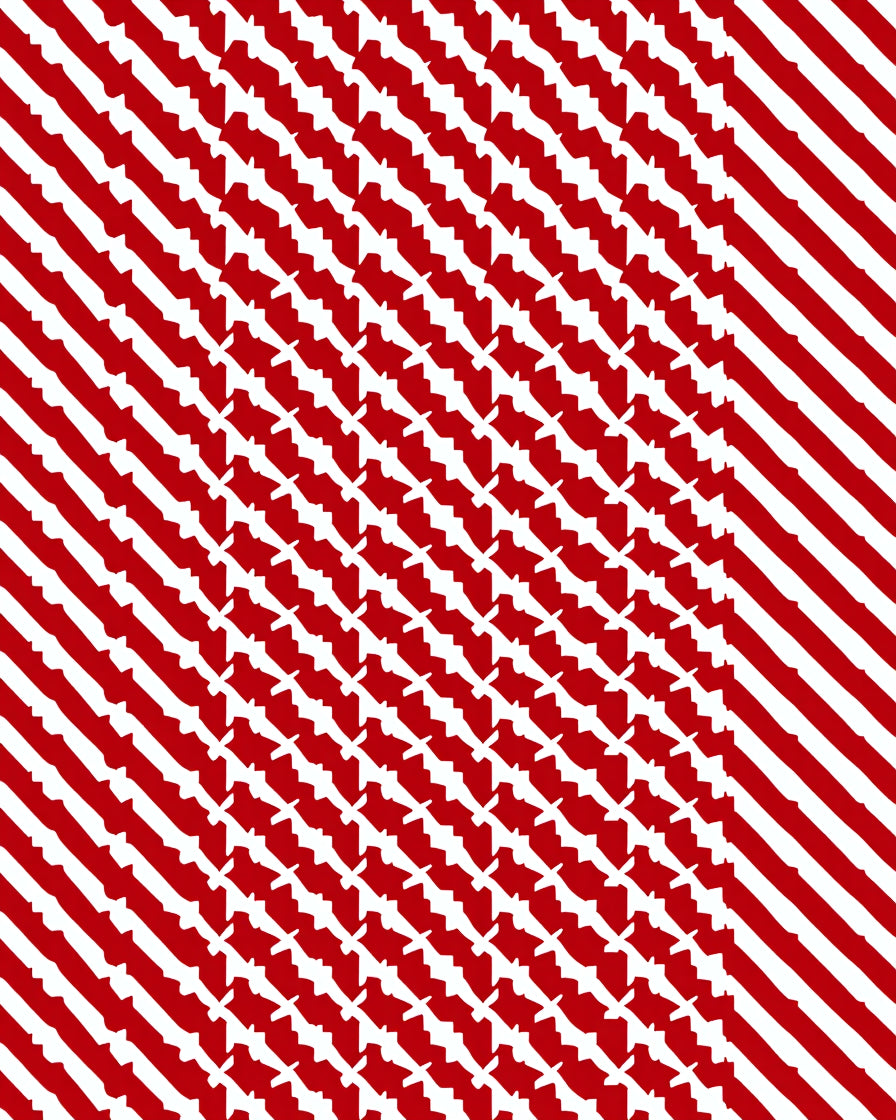 Red White Diagonal Geometric Stripe Rug