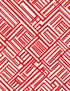 Crimson Geometric Maze Line Rug