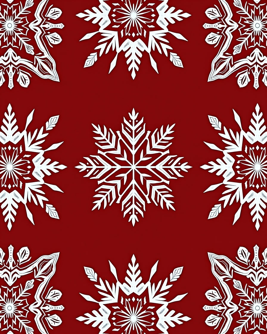 Crimson Snowflake Intricate Paper Cut Rug