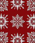 Crimson Snowflake Intricate Paper Cut Rug