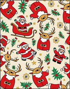 Festive Red Santa Claus Reindeer Sleigh Rug