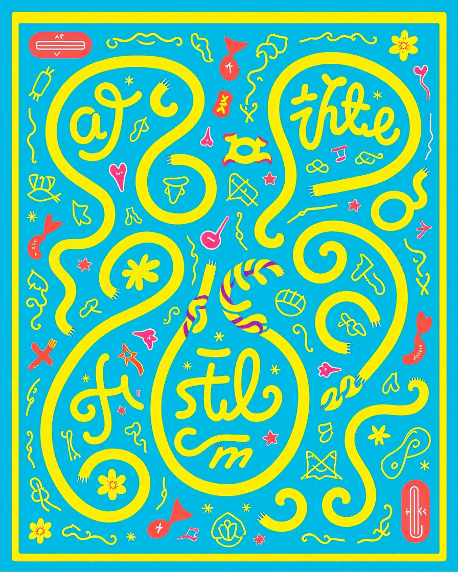Whimsical Yellow Flowing Shapes Rug