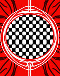 Vivid Red Checkerboard Emblem Rug