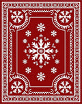 Crimson White Snowflake Festive Border Rug