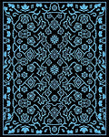 Sky Blue Floral Vine Medallion Rug