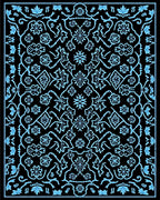 Sky Blue Floral Vine Medallion Rug