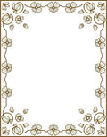Brown Floral Vine Border Rug